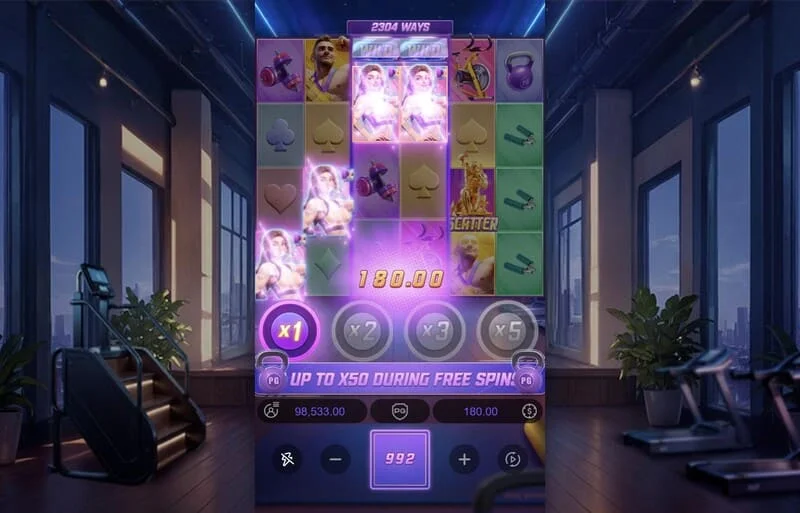 Mighty Mania – laimėjimas pagrindiniame režime su paryškinta linija