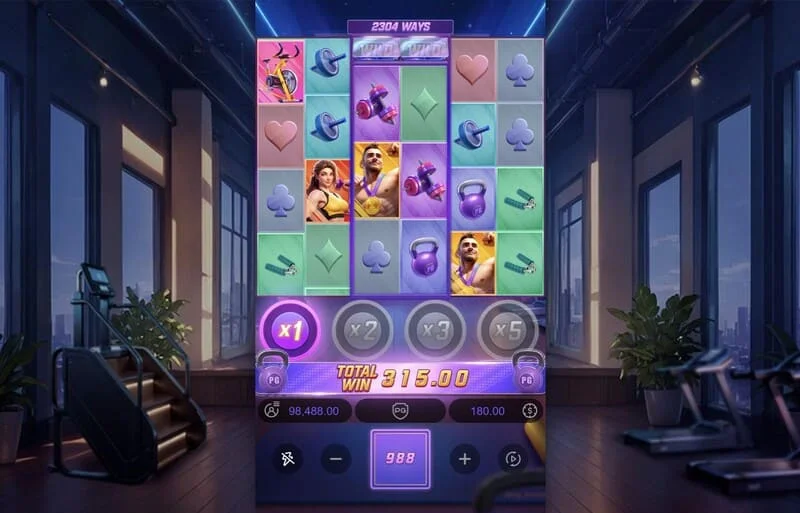 Mighty Mania – sesijos rezultato ekranas su bendru laimėjimu
